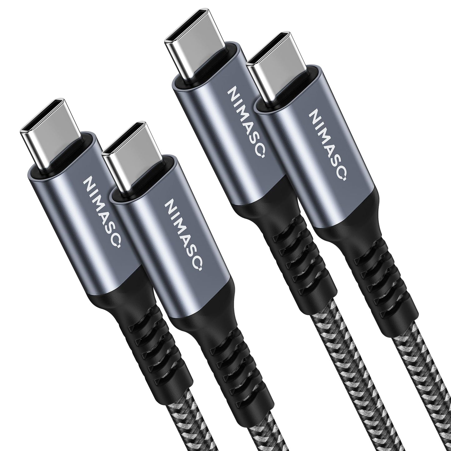 2-Pack USB C to USB C Cable (6.6FT + 6.6FT), NIMASO Nylon USB 2.0 Type C 60W 3A Charging Cable for iPad Mini 6, iPad Pro 2020, iPad Air 4, MacBook, Samsung, Switch, Pixel, LG (Grey)
