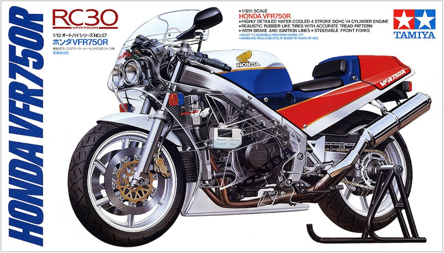 Tamiya 300014057 Honda VFR 750R 1987 Motorradmodell Bausatz 1:12 Vehicle 14057 VFR750R Motorbike Model Kit, Brown, Mittel
