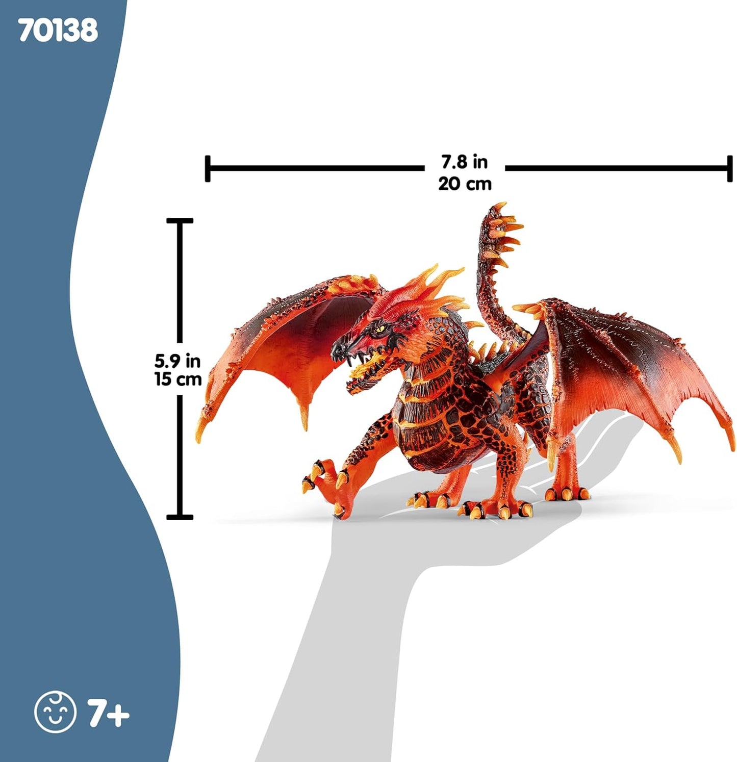 schleich ELDRADOR CREATURES - Lava Dragon, ELDRADOR CREATURES Red Dragon Toy Figurine with Moveable Wings, For Children Ages 7+
