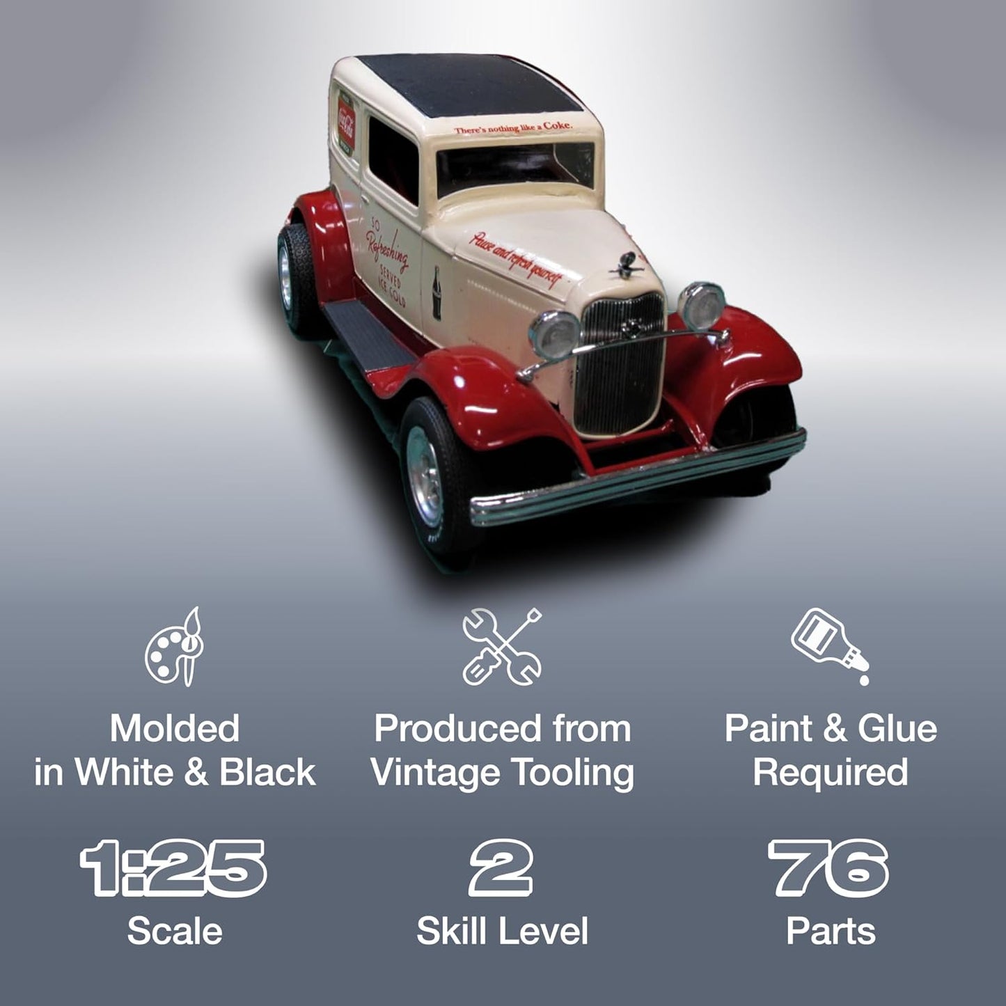 C.P.M. 1932 Ford Sedan Delivery Coca Cola 1:25 Scale MPC Plastic Car Kit, Black