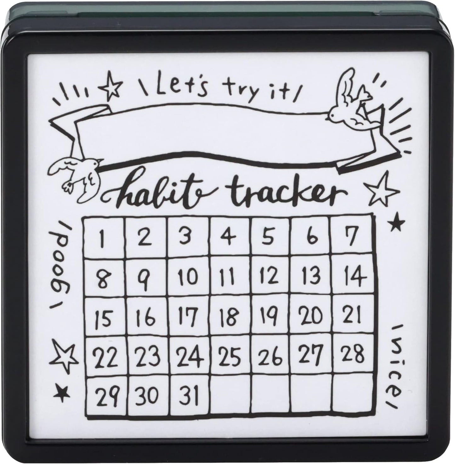 Habit tracker with numbers and text on a white background
