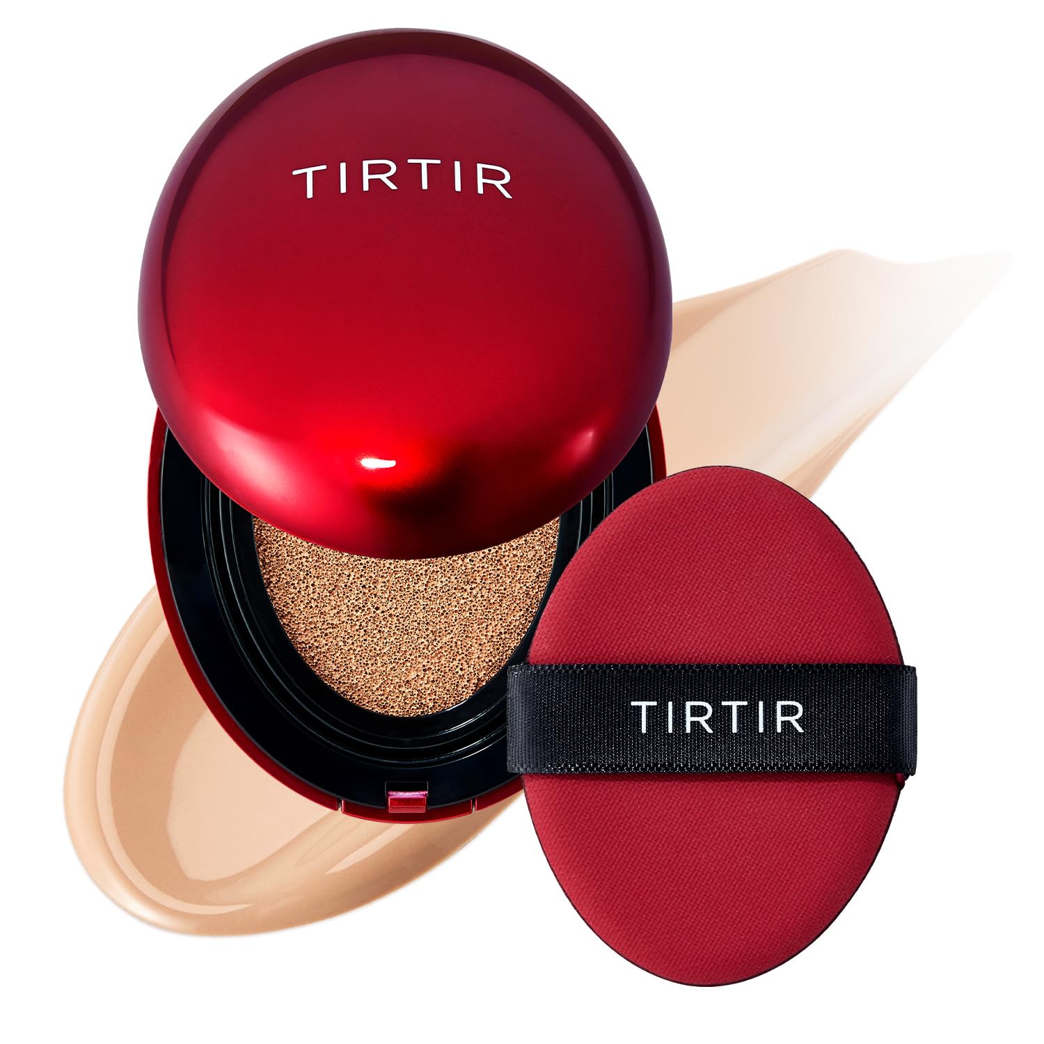 TIRTIR Mask Fit Red Cushion Foundation | Full coverage, Weightless, Skin fit, Satin Glow Finish, Korean Makeup Cushion Foundation (#24N Latte, 0.63 Fl Oz)