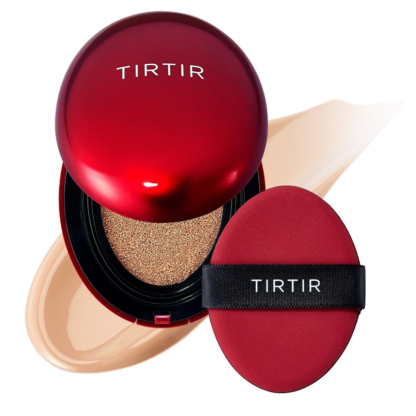 TIRTIR Mask Fit Red Cushion Foundation | Full coverage, Weightless, Skin fit, Satin Glow Finish, Korean Makeup Cushion Foundation (#24N Latte, 0.63 Fl Oz)