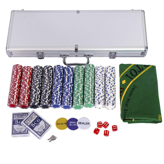 BestBuy 500 Chips No Numbers Poker Chips Casino Chips with Playing Cards with Mat Silver Case (500 Sheets-Silver-No Numbers)