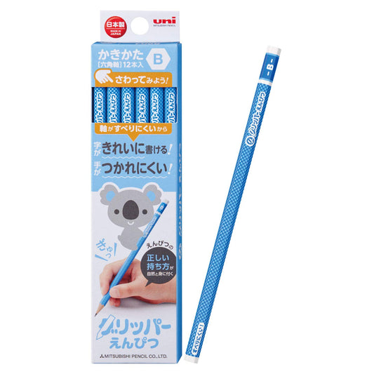 Mitsubishi Pencil K6904B Kakikata Gripper Pencil, B, Blue, 1 Dozen