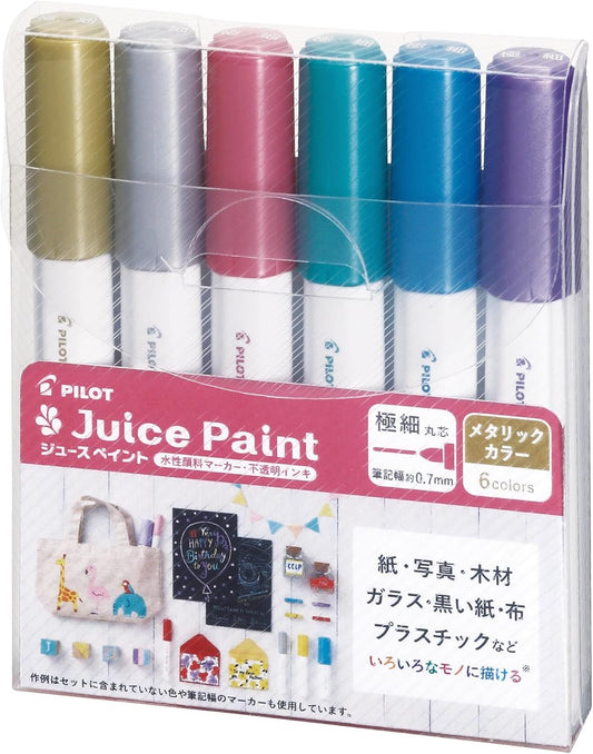 PILOT Juice Paint, Extra Fine, Metallic 6 Colors Set (SJP-120EF-6CM)