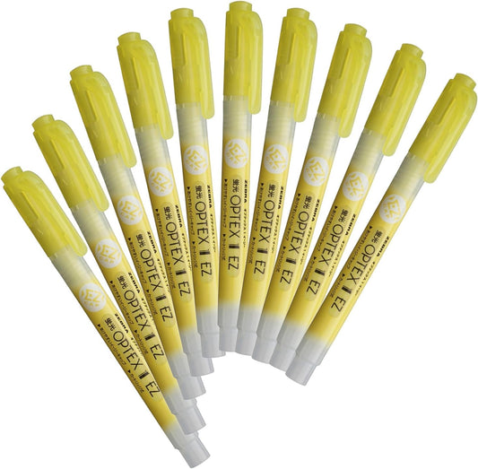 ZEBRA B-WKS11-Y Optex 1 EZ Yellow Highlighter, 10 Pens