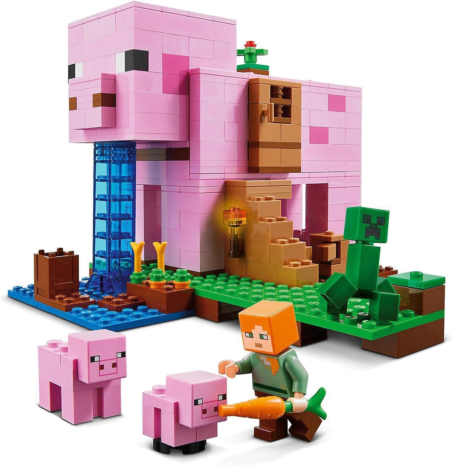 LEGO 21170 Minecraft The House-Pig Animal Building Toy with Accessories, Gifts for Boys and Girls Ages 8 and Up for Birthday Parties, Alex and Creeper Figures