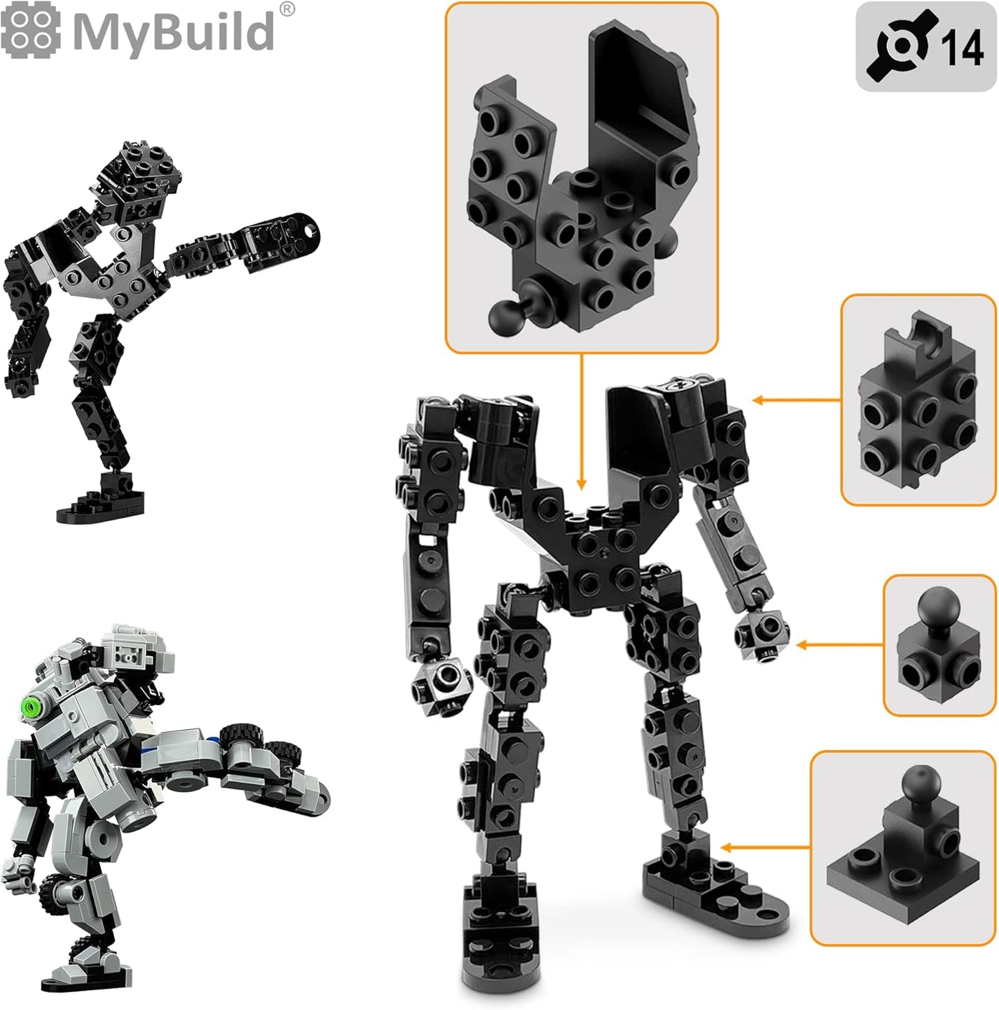 MyBuild Mecha Frame Armed Forces 7003 - Stryker Mech Light Gray with Commander Weapon Box, Military Themed Building Bricks for Mech Fans, Ages 14 and Up