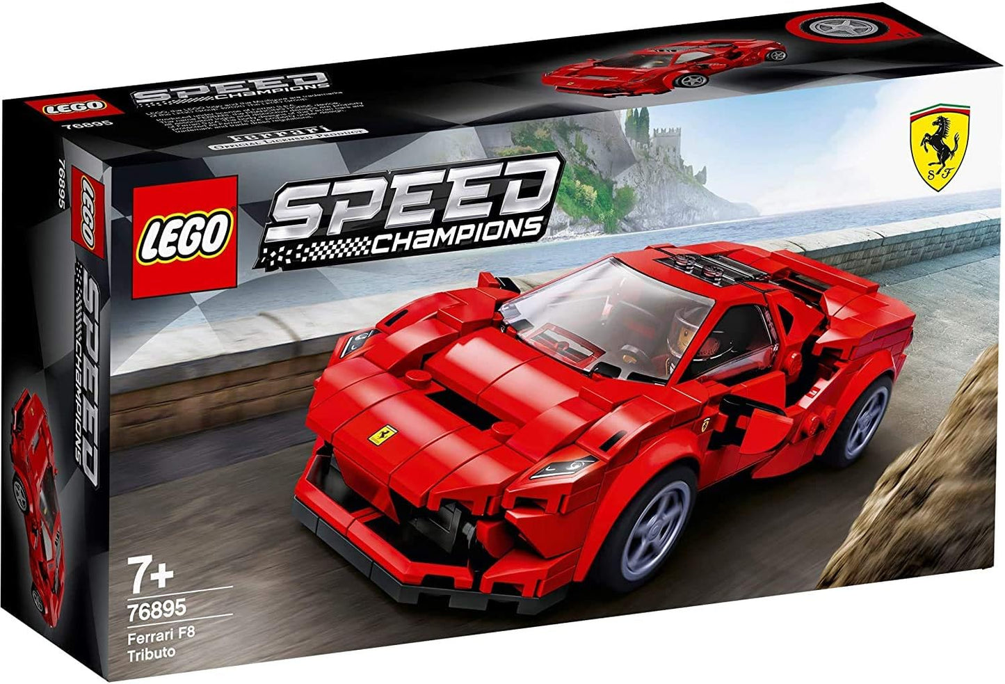 Lego 76895 Speed Champions Ferrari F8 Tributo Racer Toy, with Racing Driver Minifigure, Race Cars Building Sets, 7 years and up.