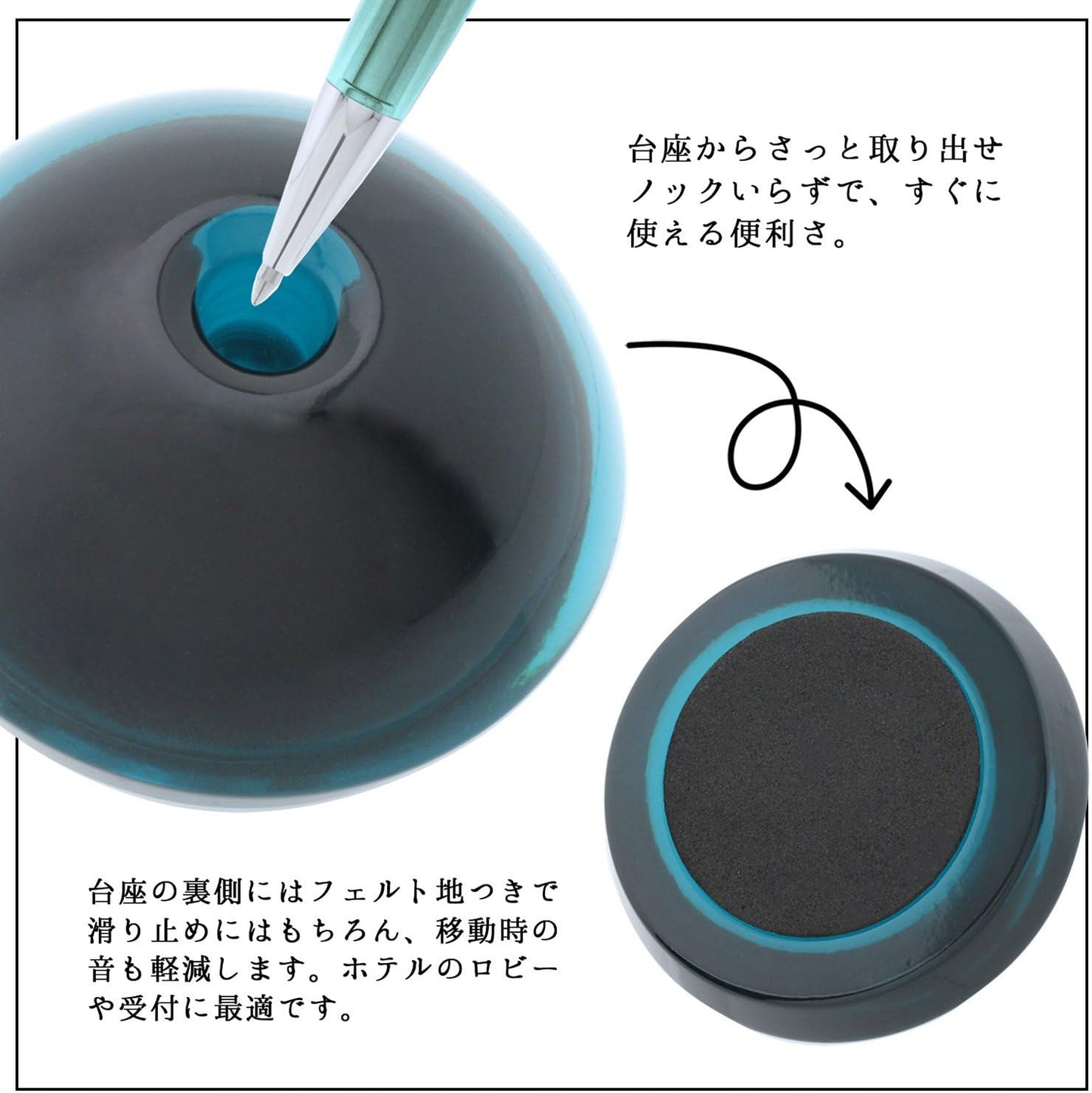 ZEBRA Flos Desk Ballpoint Pen, 0.7 mm, Black Ink, Glass Blue (BA65-GBL)