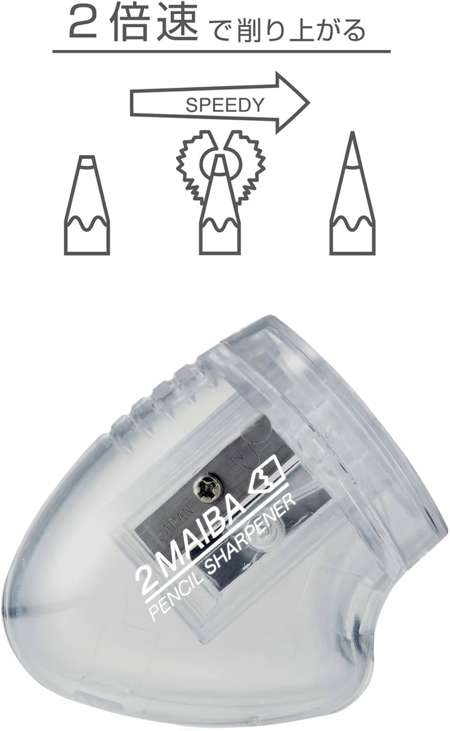 Kutsuwa RS030CL HiLINE Pencil Sharpener, 2 Blades, Clear