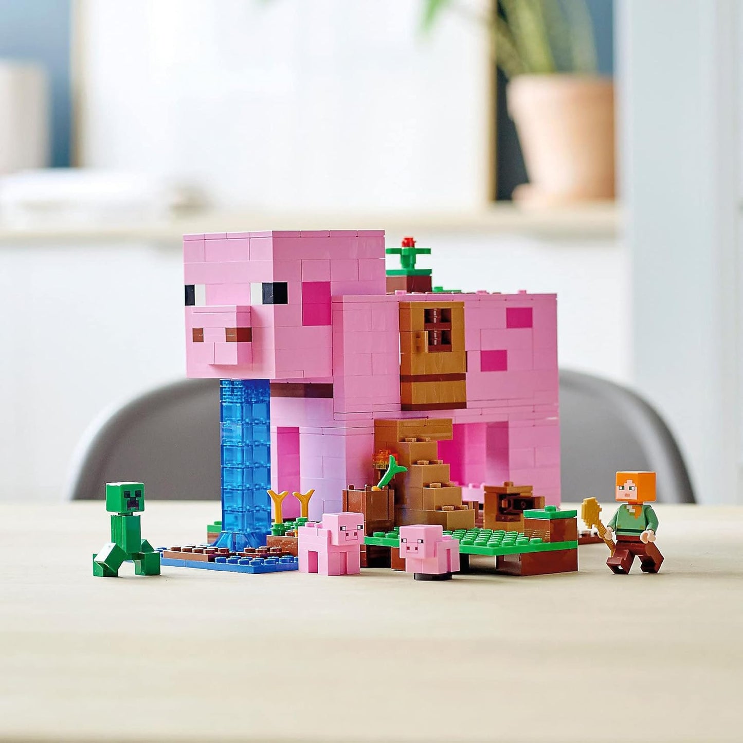 LEGO 21170 Minecraft The House-Pig Animal Building Toy with Accessories, Gifts for Boys and Girls Ages 8 and Up for Birthday Parties, Alex and Creeper Figures