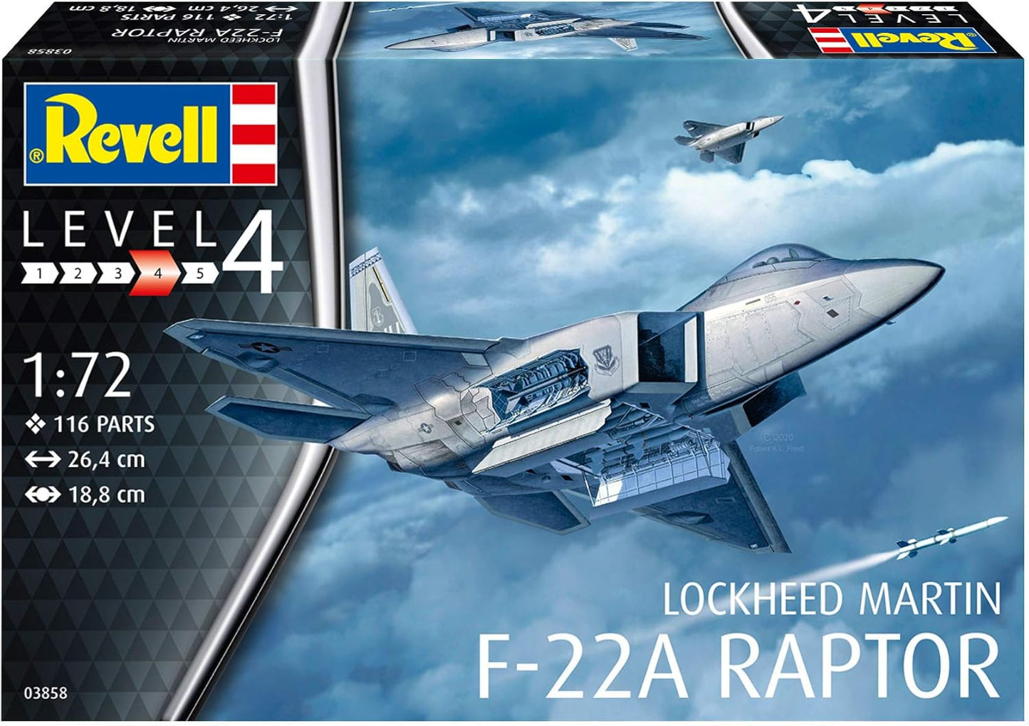 Revell 03858 Lockheed Martin F-22A Raptor Model Kit 1:72 Scale