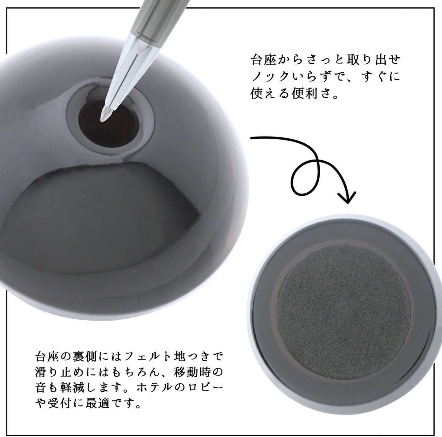 ZEBRA Flos Desk Ballpoint Pen, 0.7 mm, Black Ink, Glass Black (BA65-GBK)