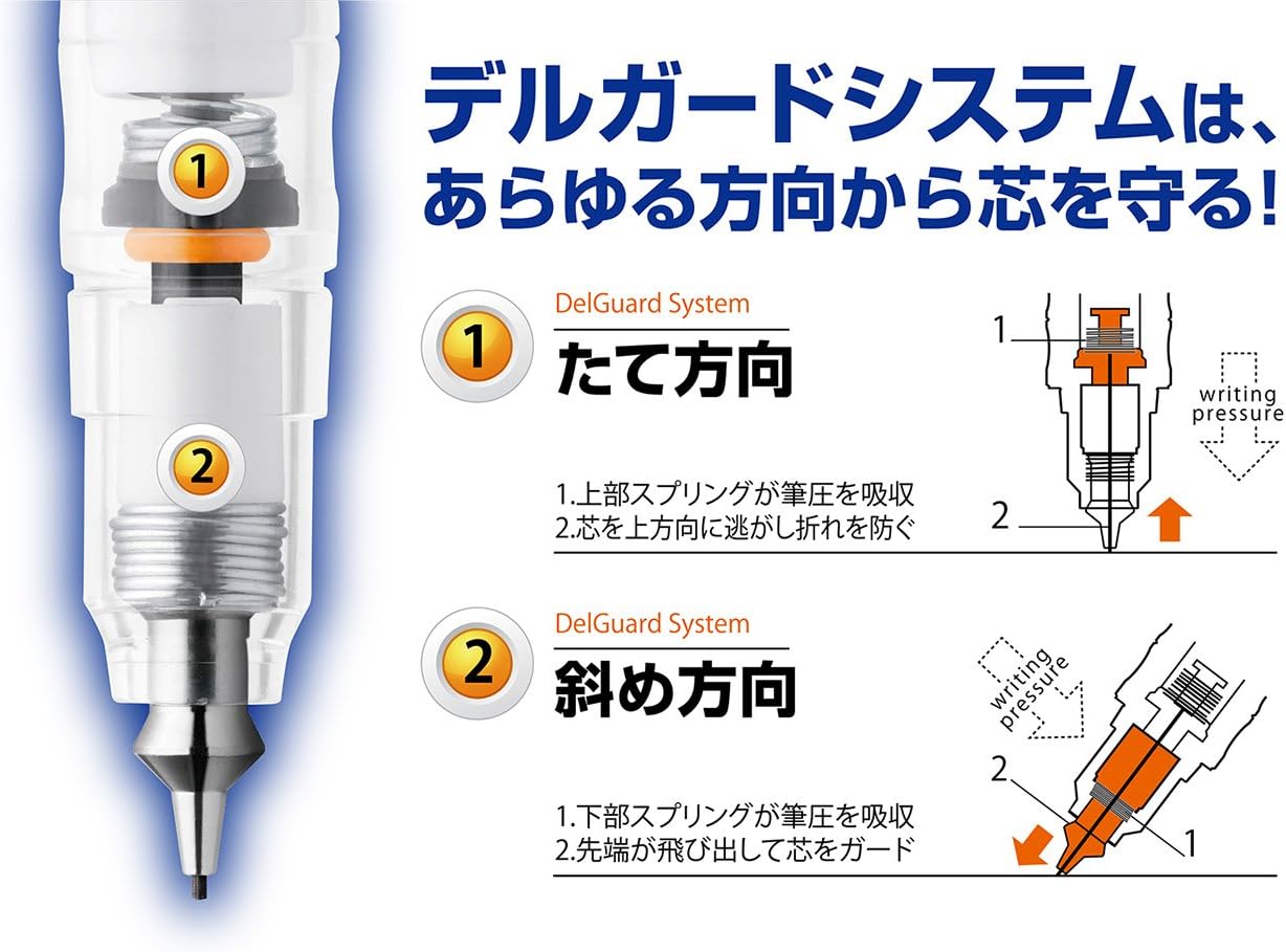 ZEBRA DelGuard 0.5mm Lead Mechanical Pencil, White Body (P-MA85-W)