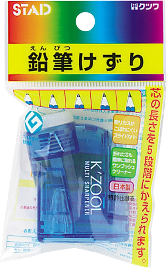 Kutsuwa STAD Angle Adjustable Pencil Sharpener K'ZOOL, Transparent Blue (RS007BL)