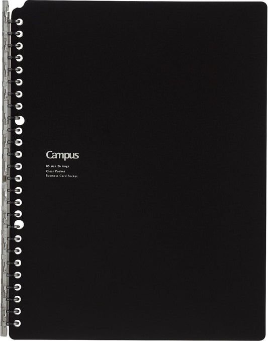 KOKUYO Campus Smart Ring Binder Notebooks, B5, 25 Capacity, 26 Rings, Black, Japan Import (RU-SP701D)
