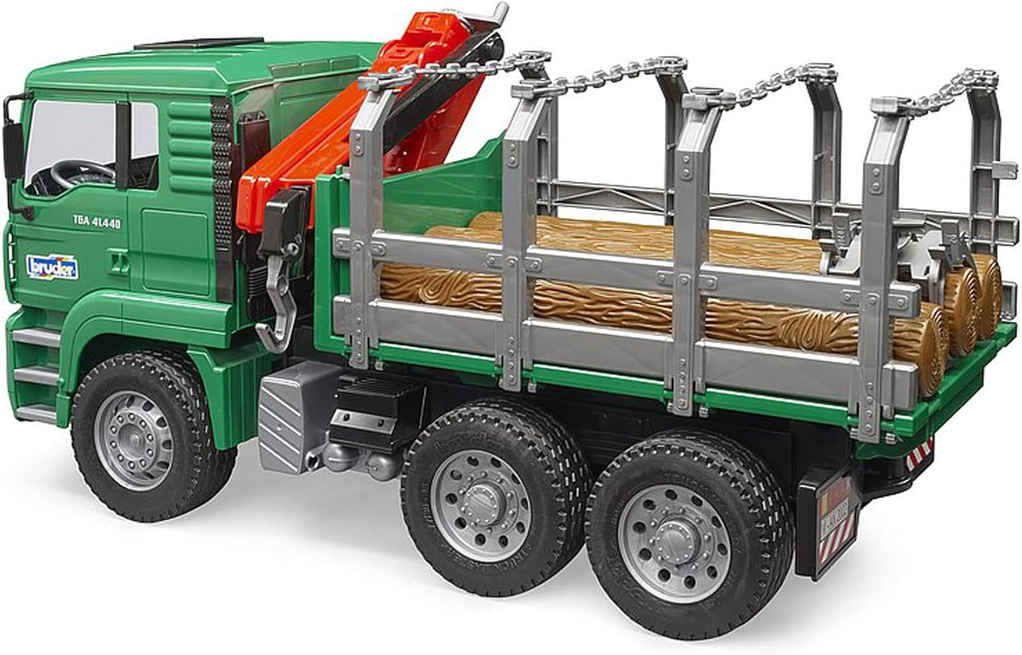 Bruder Toys - Forestry MAN Timber Truck with Fully Functioning Loading Crane, Tilting Loading Bed, and 3 Loadable Trunks - Ages 4+