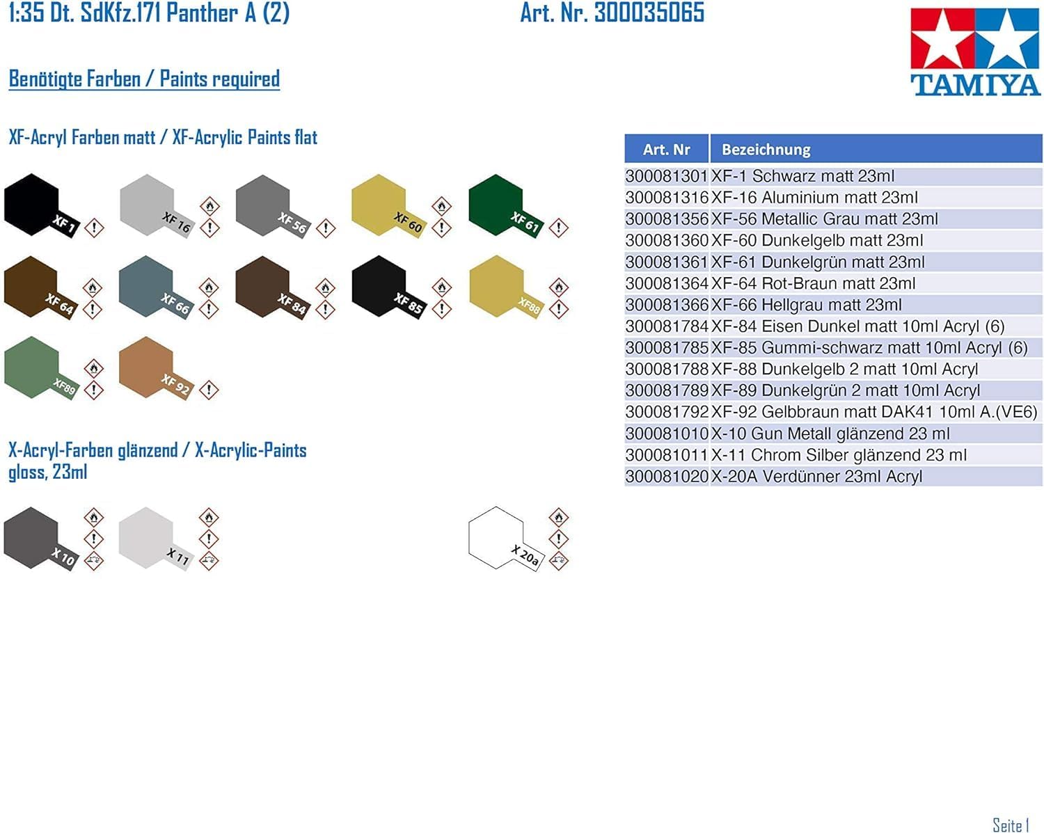 Tamiya 1/35 German Pzkfw V Panther Ausf A Model Kit – military scale model
