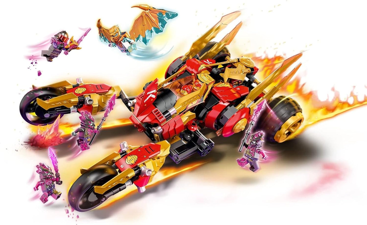 LEGO 71773 Ninjago The All-Terrain Golden Dragon of Kai, Car Toy and Zane Minifigure, for Ages 8 and Up