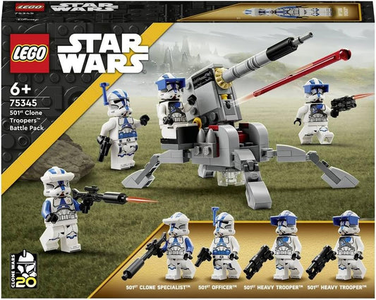 LEGO Star Wars 75345 501st Legion Clone Troopers Battle Pack - Collector's Building Game - Canon AV-7 & 4 Minifigures - Gift for Boys Aged 6+ & Clone War Fans