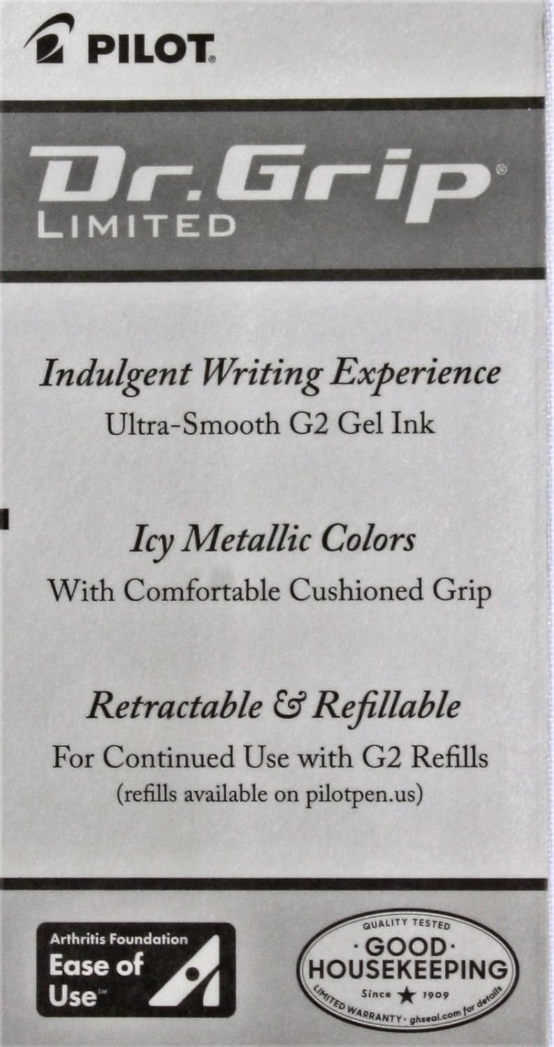 Wholesale CASE of 20 - PILOT Dr. Grip Retractable Gel Rollerball Pens-Pen, Gel, Retractable, Black Ink/PLATINUM Barrel