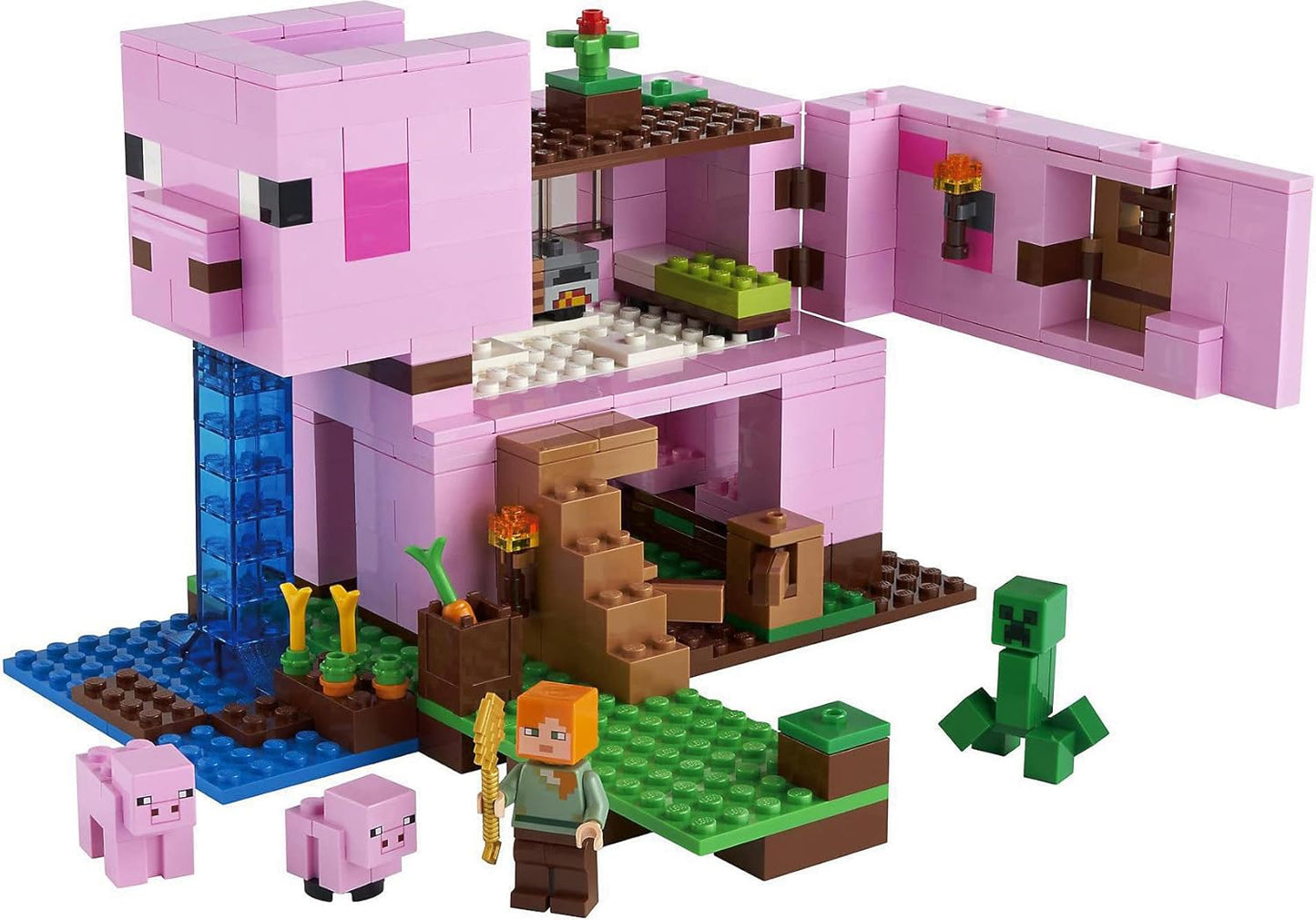 LEGO 21170 Minecraft The House-Pig Animal Building Toy with Accessories, Gifts for Boys and Girls Ages 8 and Up for Birthday Parties, Alex and Creeper Figures