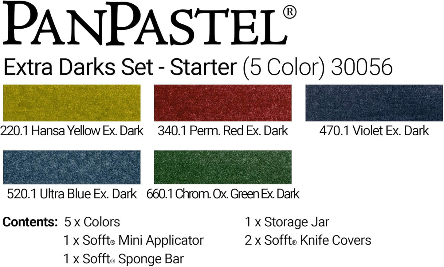 PanPastel Artist Pastels by GOLDEN, Extra Dark Shades Set, 5 Color, Professional Artist Pastels, Unique Pan Format (cake-like)