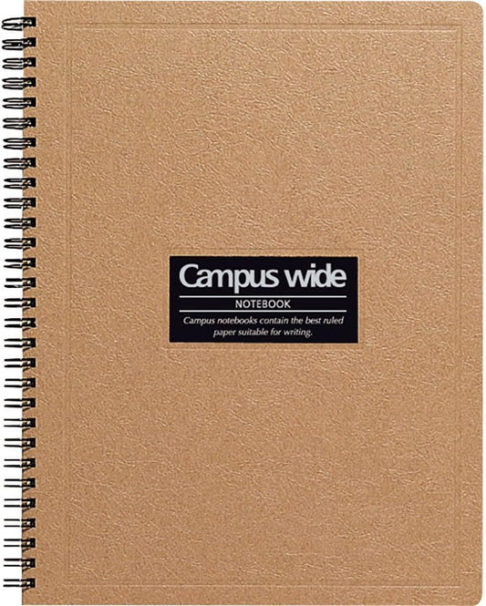 Kokuyo Campus Wide Twin Ring Notebook - Special B5 (7.5" X 10") - 30 Lines - 70 Sheets - Khaki Brown