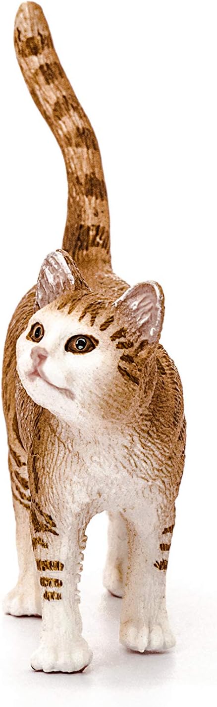 Schleich Farm World, Realistic Cute Cat Toys for Boys and Girls, Orange and White Tabby Cat Toy, Ages 3+