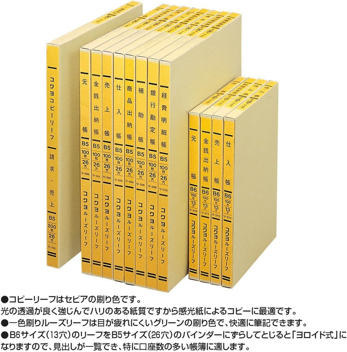 Kokuyo Single Color Loose Leaf B6 Ledger 13 Holes Li-370Z