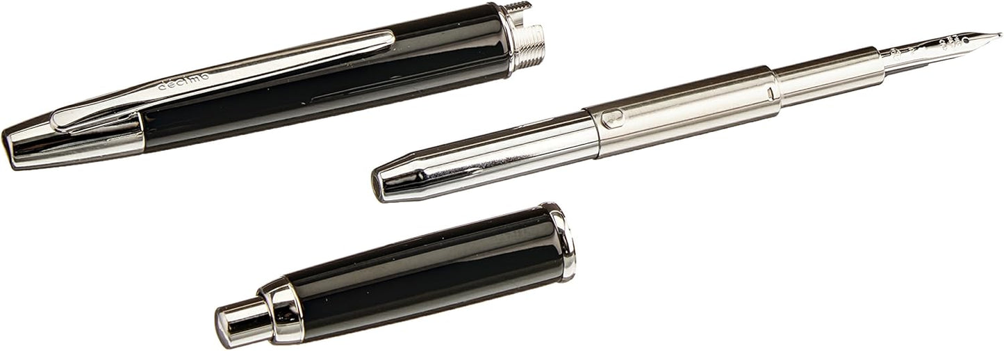 PILOT Fountain Pen Capless Decimo, Black Body, M-Nib (FCT-15SR-B-M)