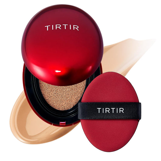 TIRTIR Mask Fit Red Cushion Foundation | Full coverage, Weightless, Skin fit, Satin Glow Finish, Korean Makeup Cushion Foundation (#27C Cool Beige, 0.63 Fl Oz)