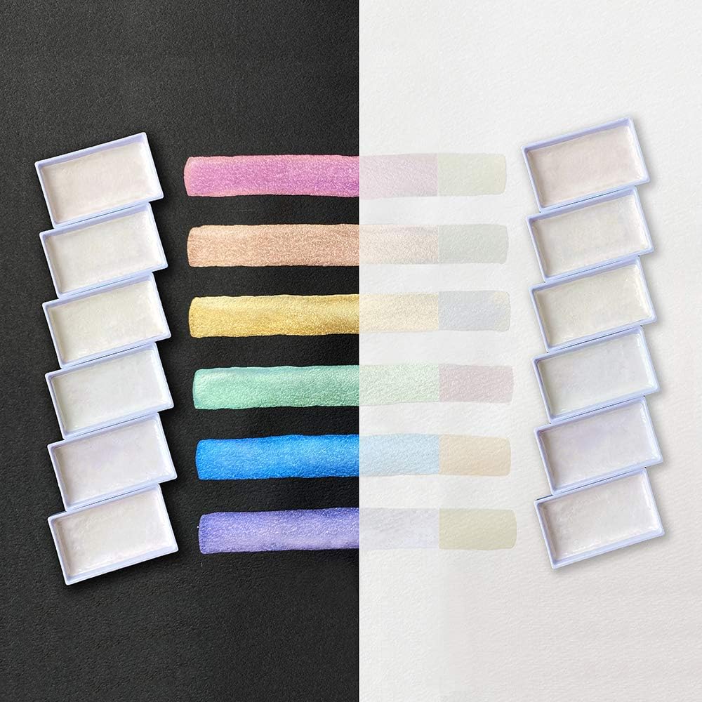 Kuretake GANSAI TAMBI OPAL COLORS, 6 colors set, Watercolor paint for Professional, for artists and crafters,Illustrations, Drawing, Lettering, Made in Japan