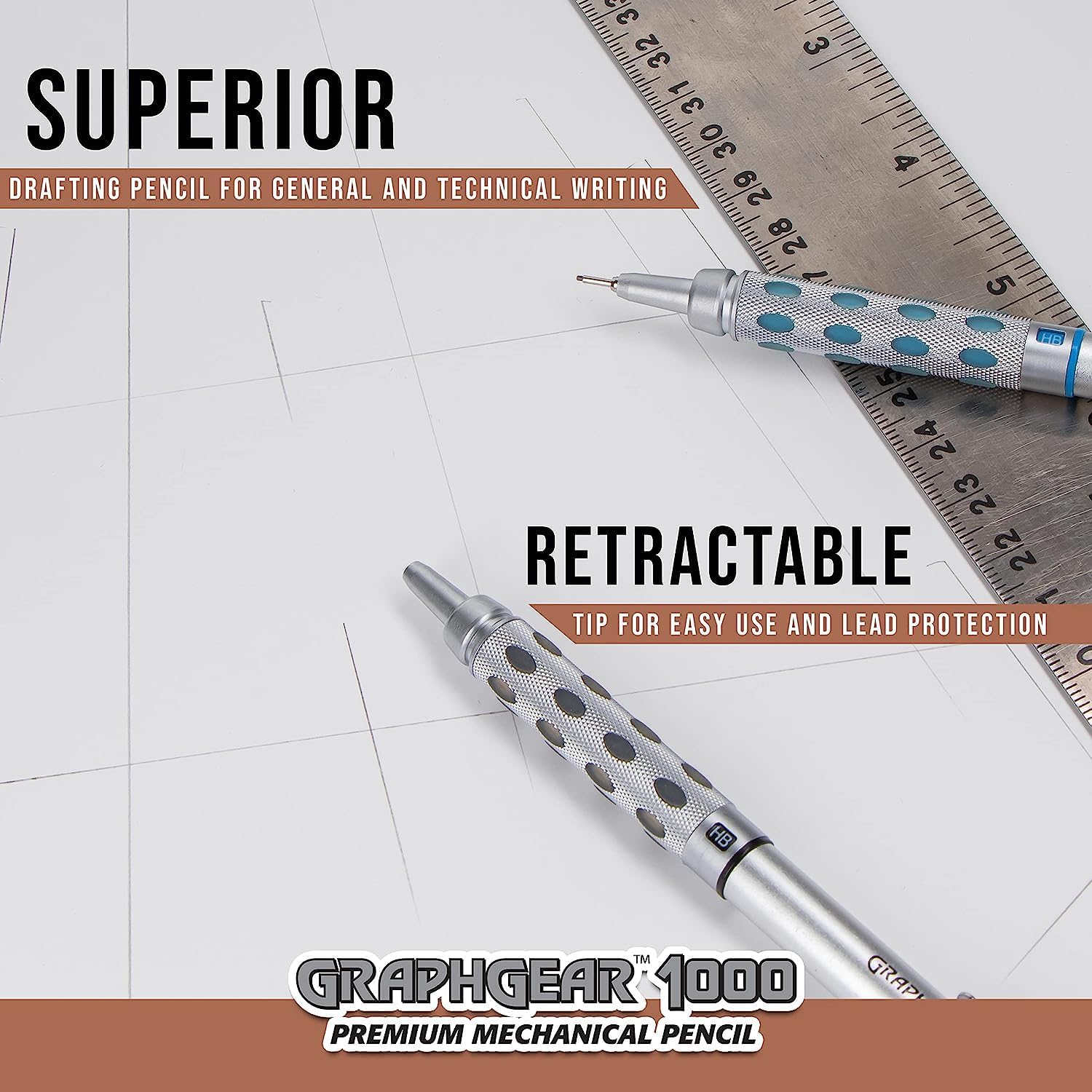 Pentel Graph Gear 1000 Automatic Drafting Pencil, 0.3mm, Brown Accents (XPG1013)