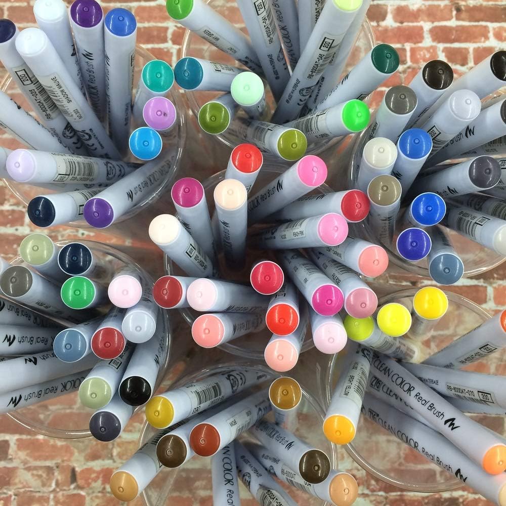 Kuretake ZIG CLEAN COLOR Real Brush 80 Colors set, AP-Certified, Flexible Brush Tip, Professional quality, Odourless, Xylene Free, Easy to creat narrow and wide lines, Made in Japan