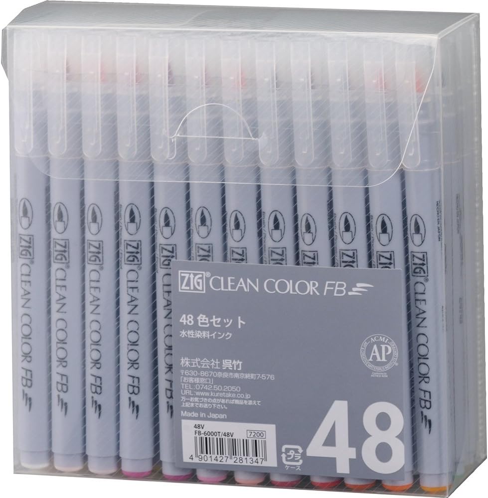 Zig Kuretake FB-6000T/48V Water-Based Pen, Clean Color, FB, 48 Colors