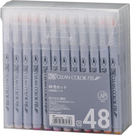 Zig Kuretake FB-6000T/48V Water-Based Pen, Clean Color, FB, 48 Colors