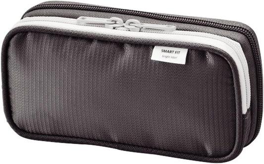 LIHIT LAB Double Pen Case, 3.3 x 6.9", Black (A7660-24)