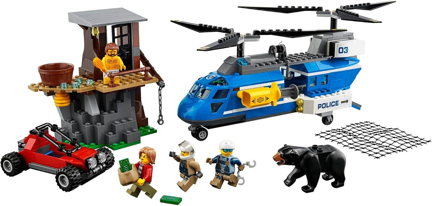 City Police Mountain Arrest Building Set, Buggy & Helicopter Toy, Police Toys for Kids