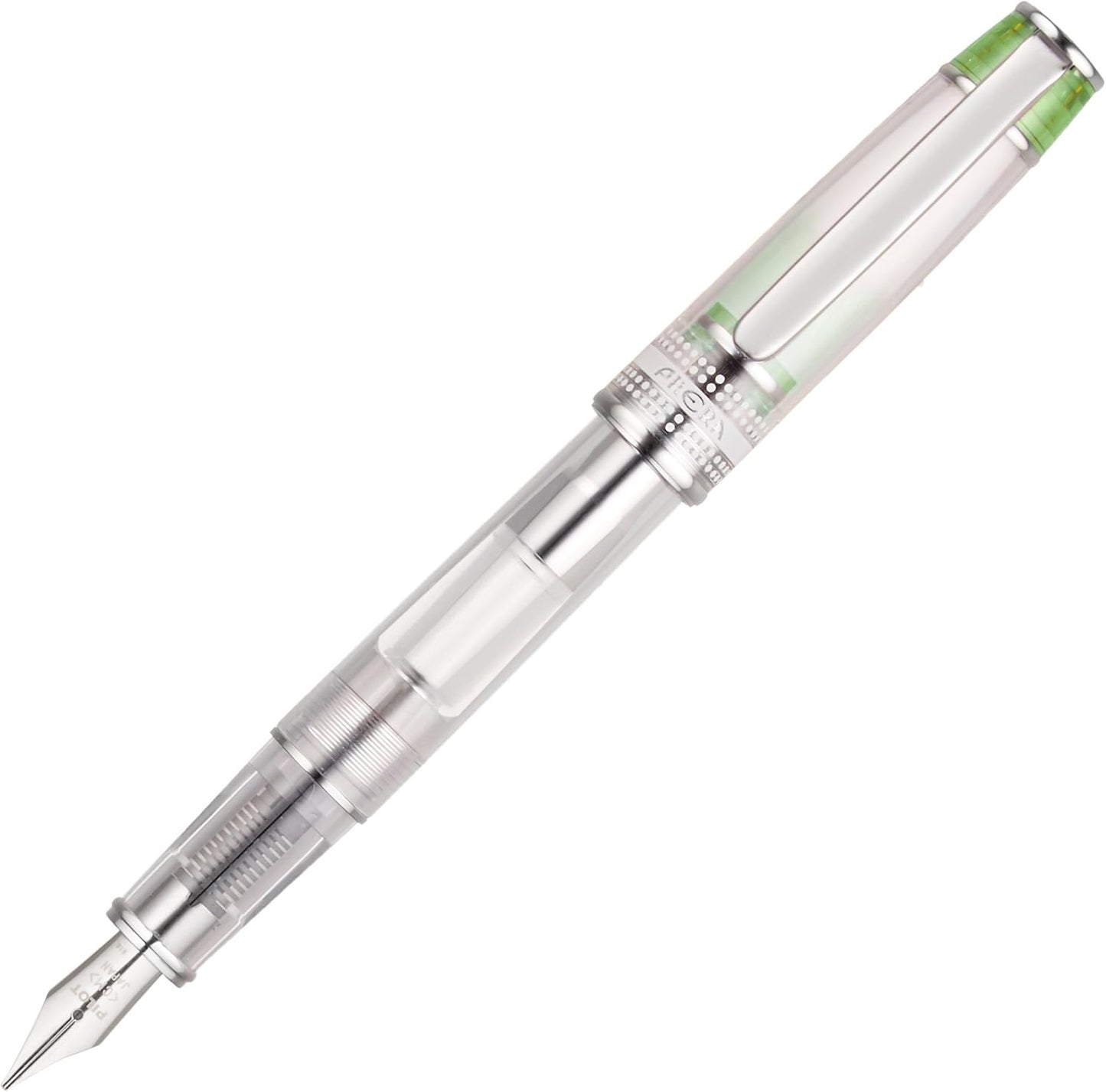 PILOT Prera Iro-Ai Calligraphy-Nib Transparent, Green Body Fountain Pen (FPRN-350R-TLGCM)