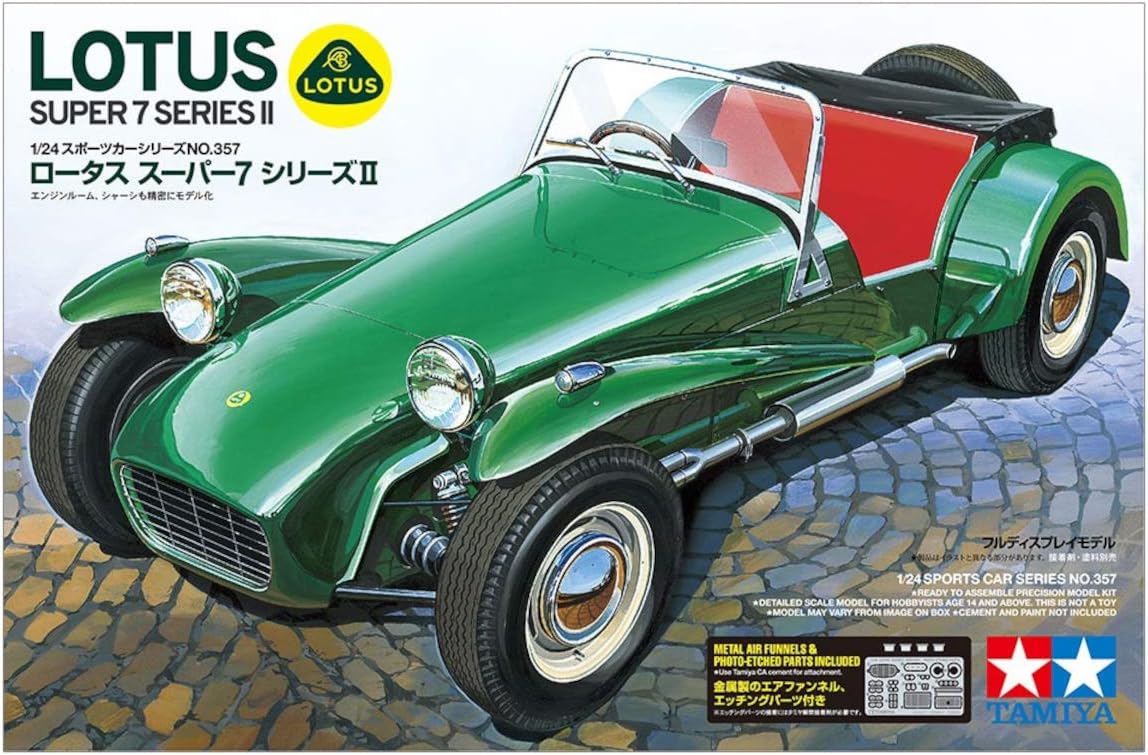 Tamiya 24357-000 300024357 Alfa Romeo 1:24 Lotus Super 7 Series II, Highly Model, Plastic, Assembly Kit, Detailed Replica, Unpainted