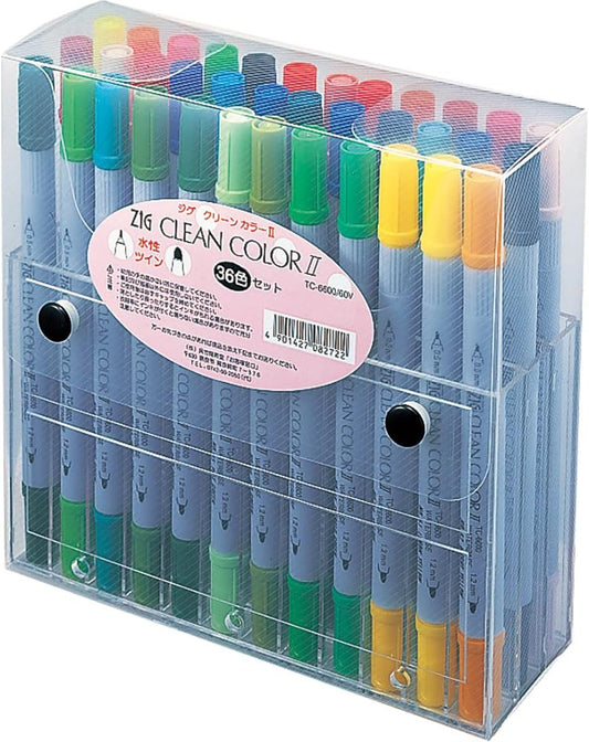 Kuretake Fude Real Brush Pen, Twin, ZIG Clean Color II, 36 Set (TC-6600/36V)