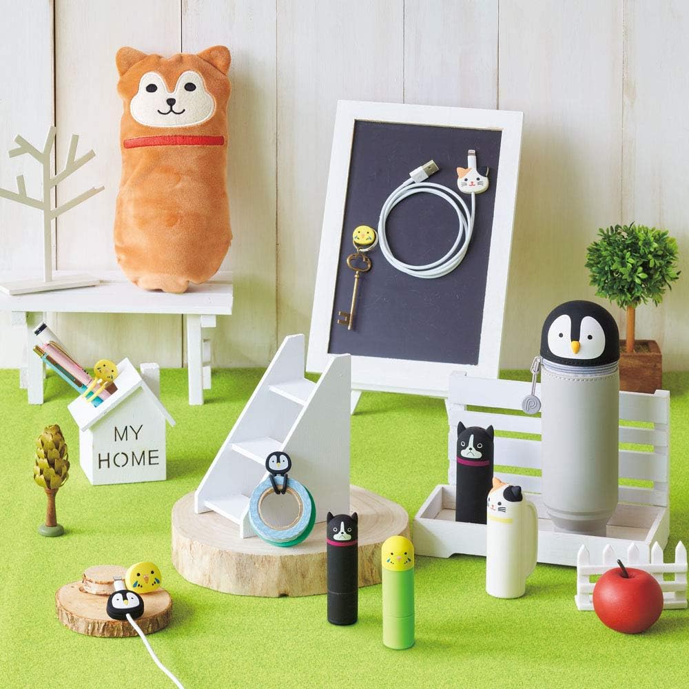 LIHIT LAB Kawaii Japanese Black Cat Stand Up Pencil Case For School Office College, Cute School Supplies, Animal Pen Holder Pouch Holder Teen Girls Artists, Travel Cosmetics Storage (A7712-3)