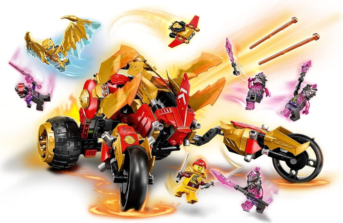 LEGO 71773 Ninjago The All-Terrain Golden Dragon of Kai, Car Toy and Zane Minifigure, for Ages 8 and Up