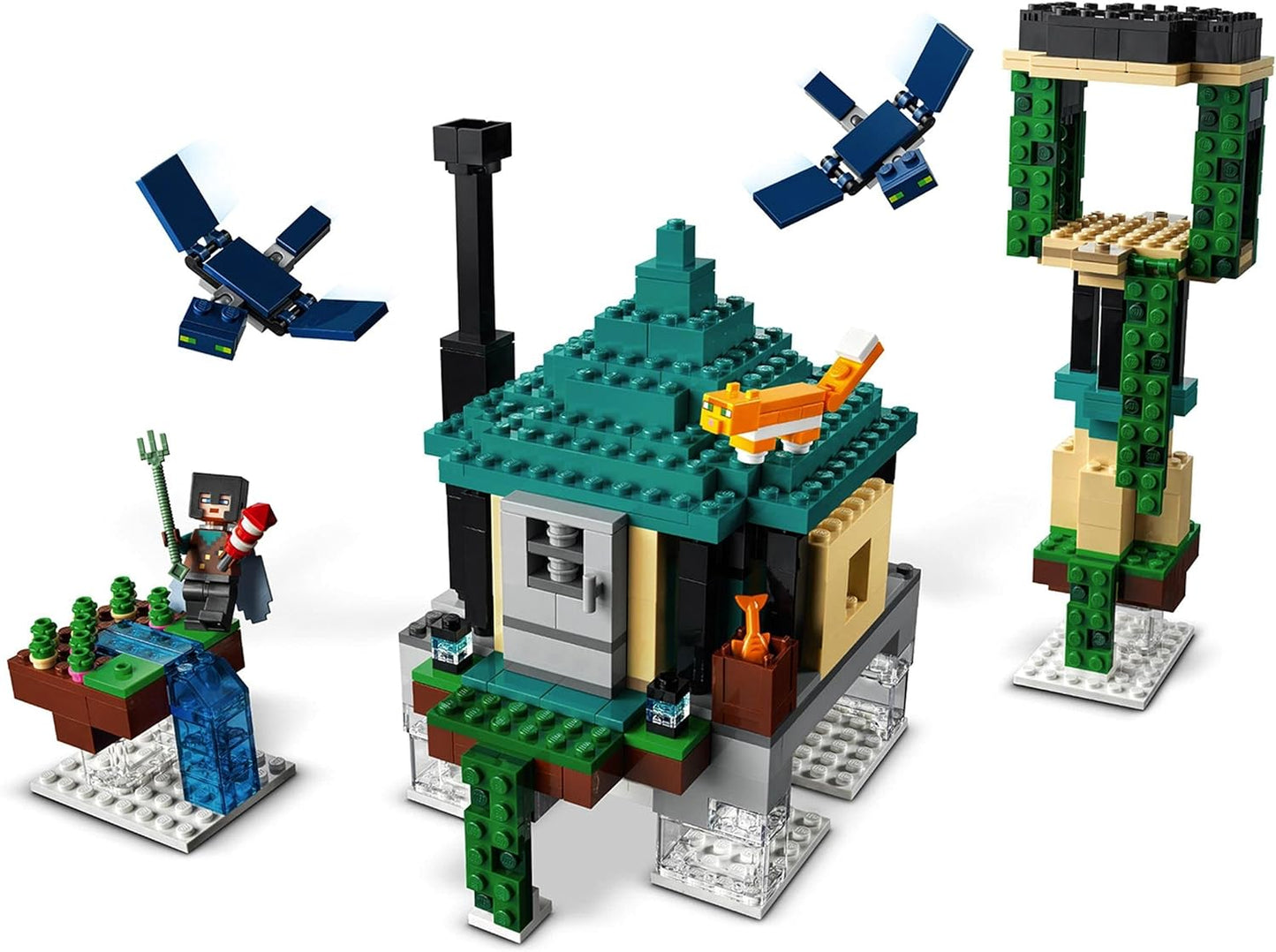 LEGO 21173 Minecraft Tower of The Sky Toy for Boys and Girls with PILOT Figures, Cat and 2 Flying Phantoms