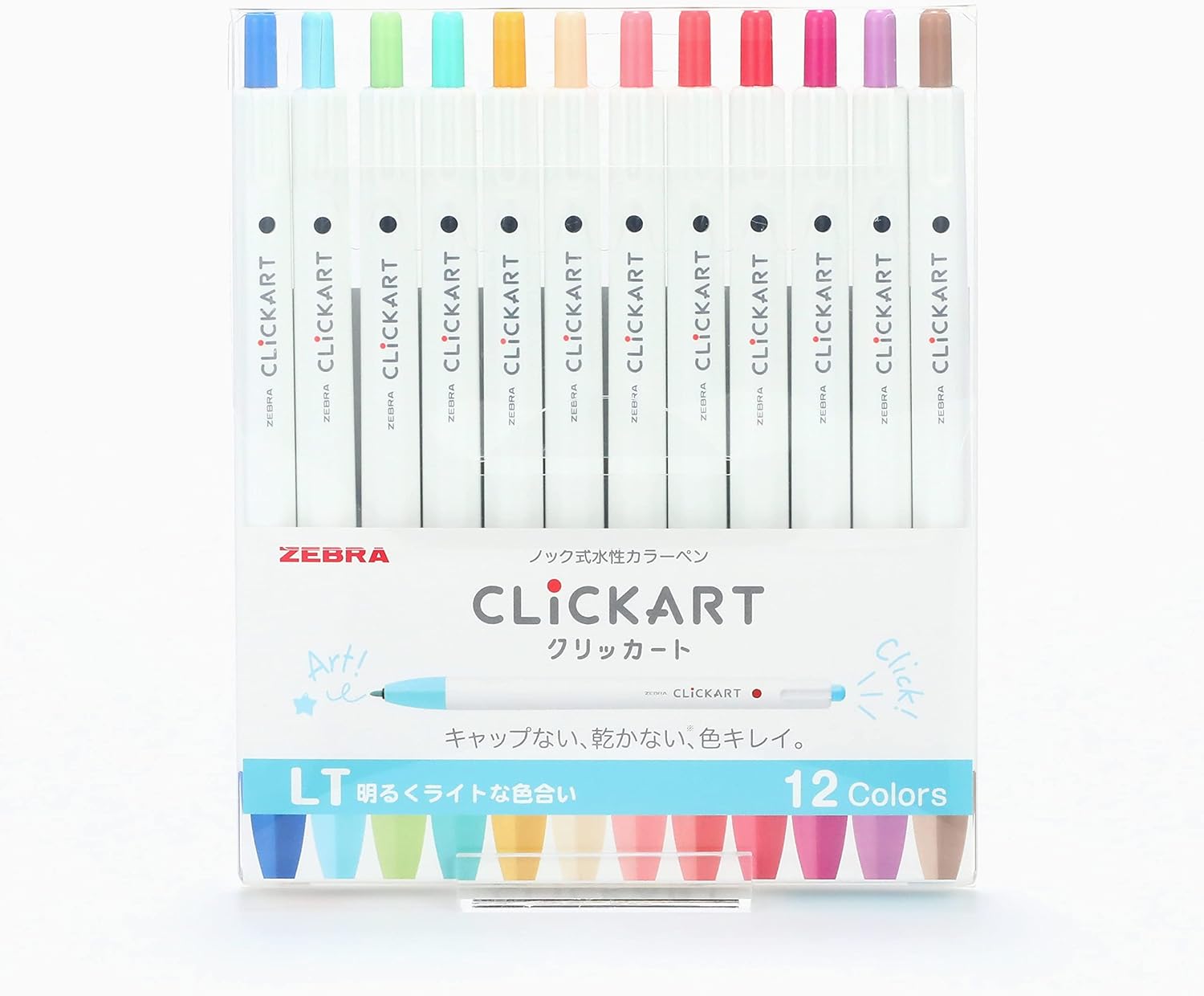 Zebra Clickart Water-Based Pen Bright Light 12-Color Set (WYSS22-12CLT) – Japan Import