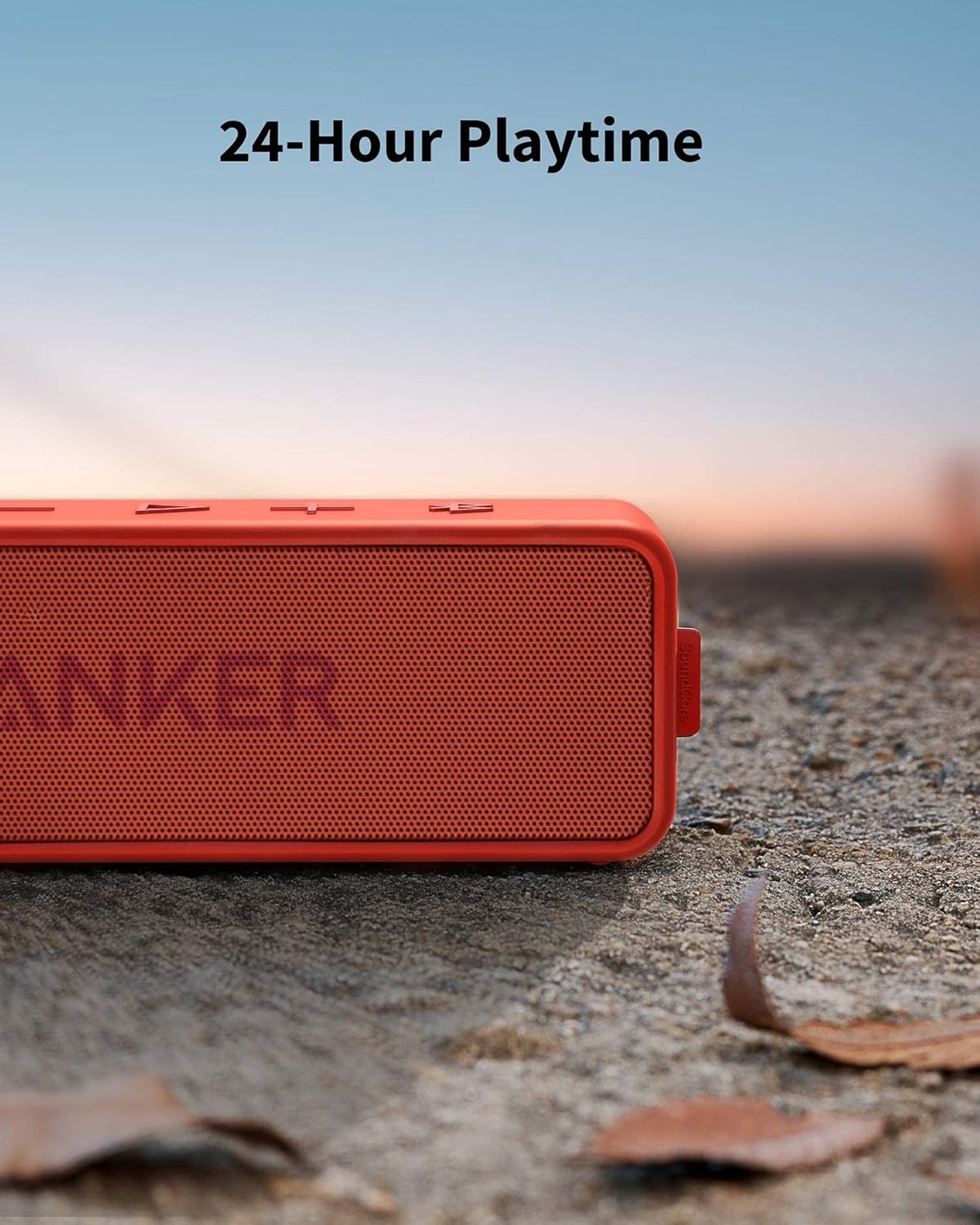 Anker SoundCore 2 Portable Bluetooth Speaker, Wireless, Enhanced Bass, 24-Hour Playtime, 66ft Range, IPX7 Water Resistant, Built-in Mic, Ideal for Travel , Compact and Easy to Use - Red