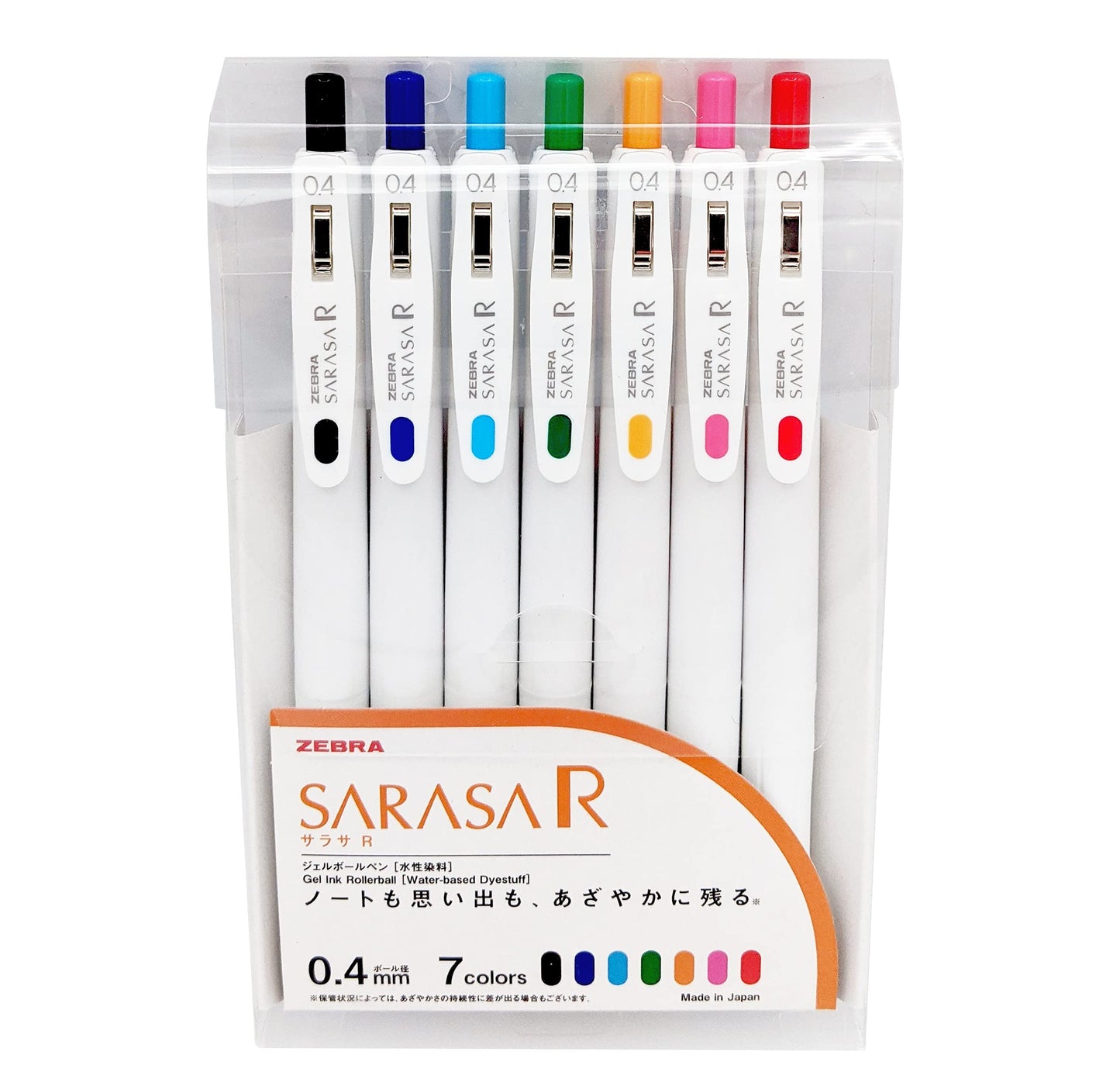 Zebra JJS29-R1-7C Sarasa R Gel Ballpoint Pen 0.4mm 7 Color Set